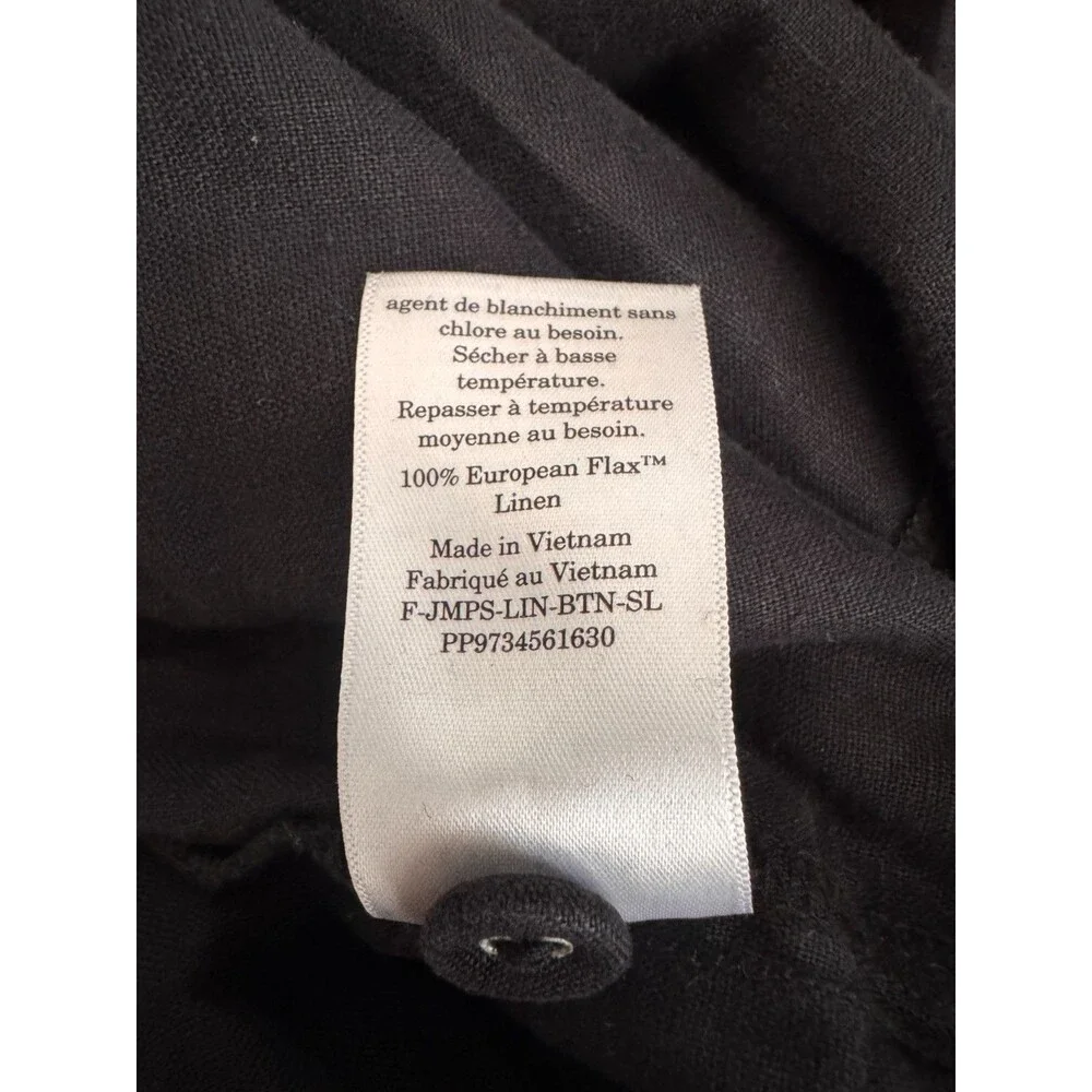 Everlane 100% European Flax Linen Black Side Button Jumpsuit Size 12 Wide Leg